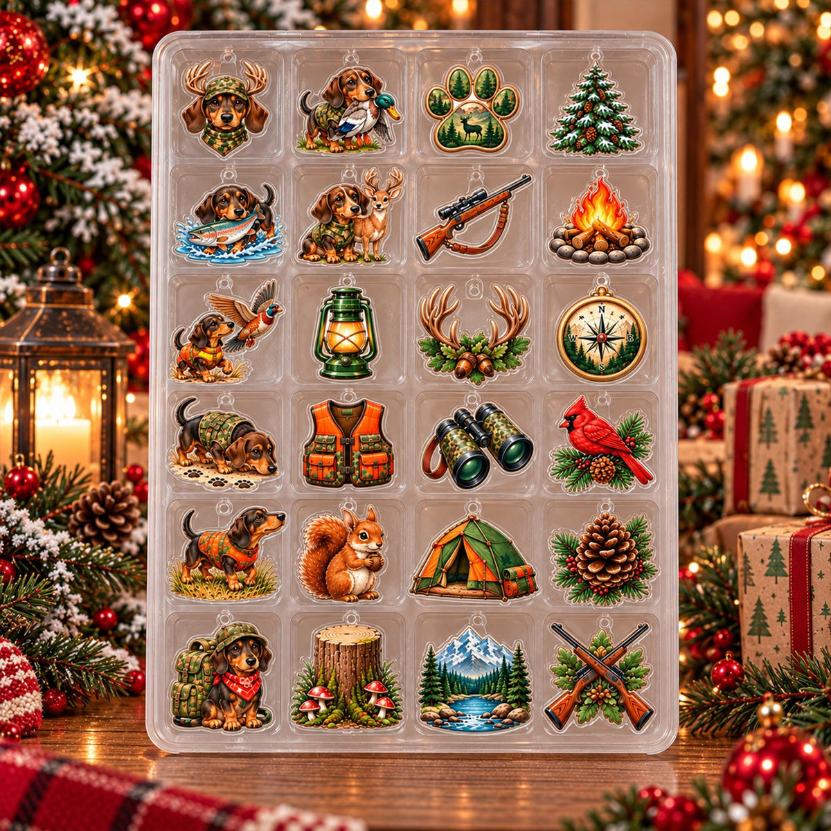 Dachshund Hunting Advent Calendar, 24 Day Christmas Countdown with Dog Hunter Charms