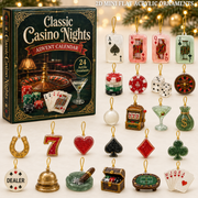 Casino Poker Night Advent Calendar 2026 - 24-Day Festive Countdown, Acrylic Charms Blind Box - Gift For Poker Lovers
