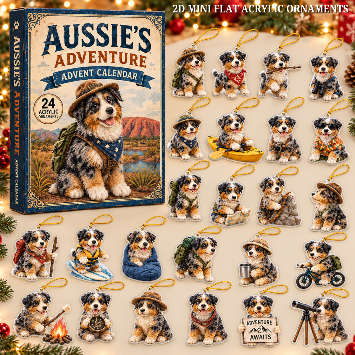 Aussie Dog Adventure Advent Calendar 2026 - 24-Day Festive Countdown, Acrylic Charms Blind Box - Gift For Dog Lovers