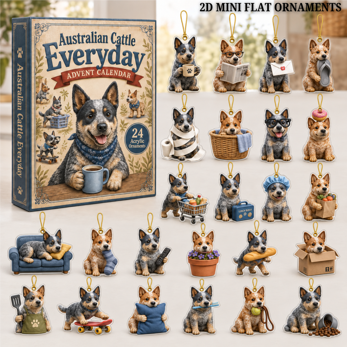 Everyday Cattle Dog Advent Calendar 2026 - 24-Day Festive Countdown, Acrylic Charms Blind Box - Gift For Dog Lovers