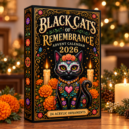 Black Cats of Remembrance Advent Calendar 2026 - 24-Day Festive Countdown, Acrylic Charms Blind Box - Gift For Family & Friends