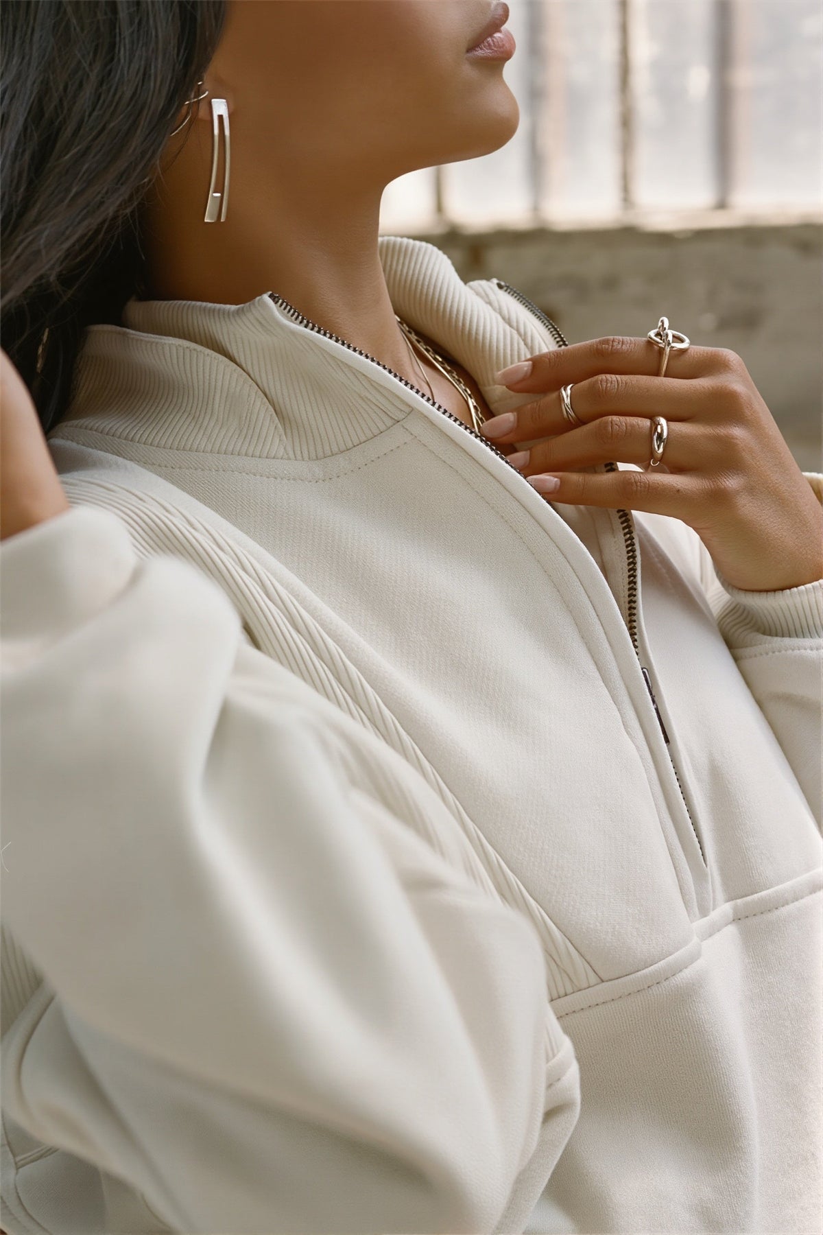 Oversized Half Zip Longline Sweatshirt