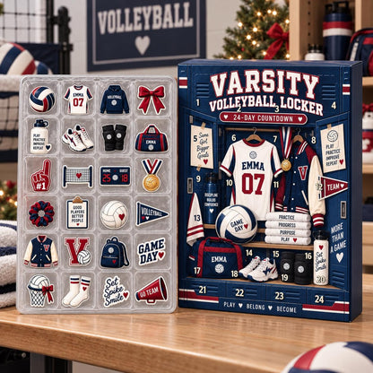 Personalized Volleyball Advent Calendar, 24 Day Sports Countdown, Custom Name Athlete Gift YAA.CAN