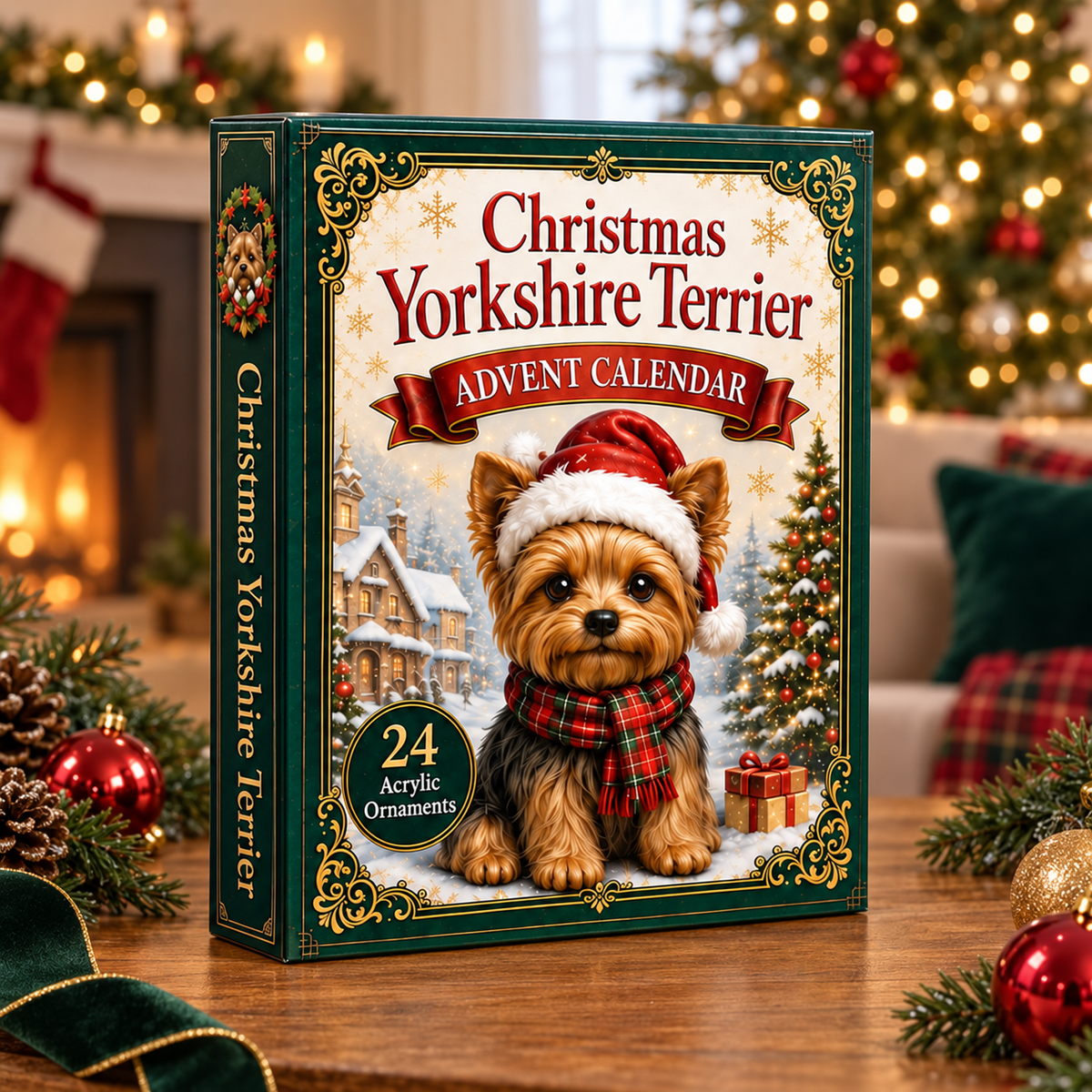 Christmas Yorkshire Terrier Advent Calendar 2026 - 24-Day Festive Countdown, Acrylic Charms Blind Box - Gift For Dog Lovers