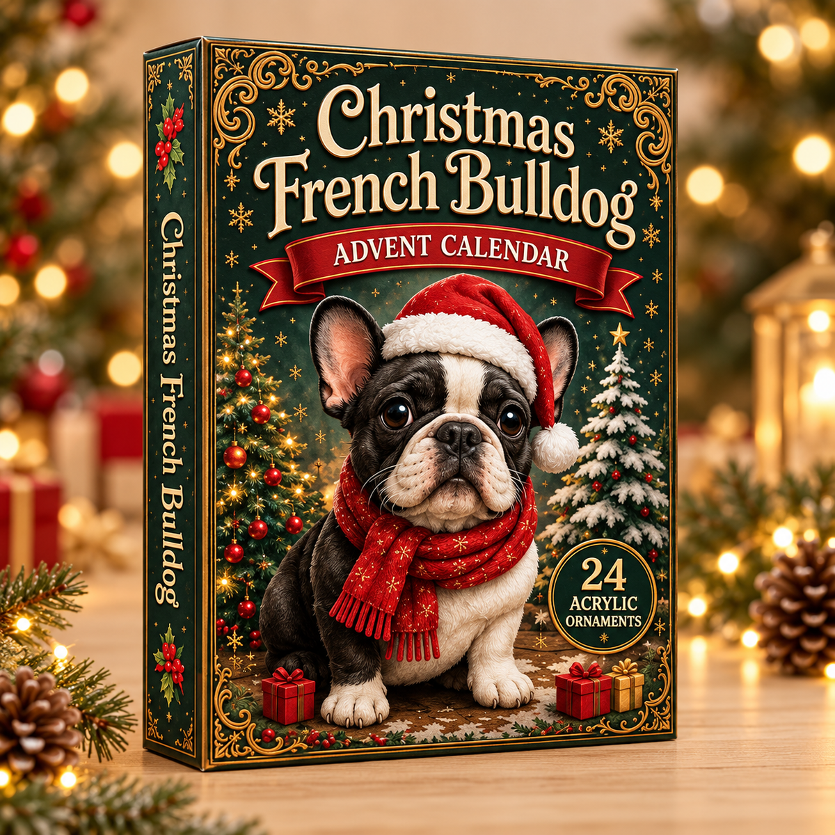 Christmas French Bulldog Advent Calendar 2026 - 24-Day Festive Countdown, Acrylic Charms Blind Box - Gift For Dog Lovers