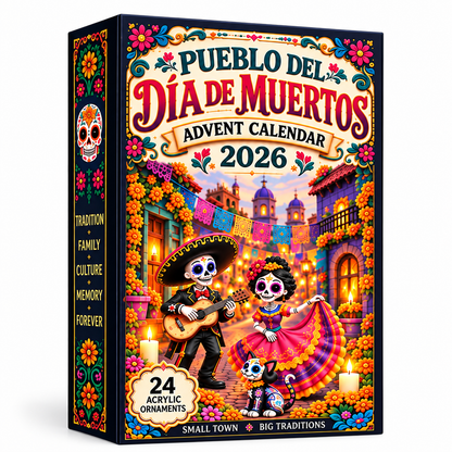 Día de Muertos Advent Calendar 2026 – 24 Acrylic Ornaments, Mexican Day Of The Dead Christmas Countdown Decor
