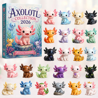 Axolotl Collection Advent Calendar 2026 - 24-Day Festive Countdown, Acrylic Charms Blind Box - Gift For Axolotl Lovers