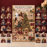 Personalized Family Advent Calendar with 24 Custom Photo Acrylic Ornaments, Christmas Traditions Gift, Custom Family Keepsake for Home