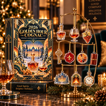 2026 Golden Hour Cognac Lover Advent Calendar, Luxury Whiskey Countdown, Christmas Holiday Gift For Men, Unique Bar Decor