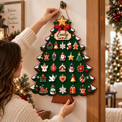 Wooden Advent Calendar Christmas Tree, Personalized 24 Days Reusable Countdown Tree, Christmas Countdown Calendar, Kids Holiday Gift