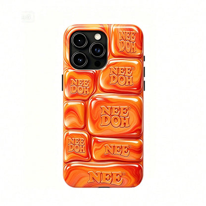 Nee Doh 3D Orange Gold Marble Puffy Phone Case