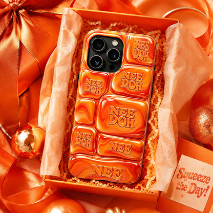 Nee Doh 3D Orange Gold Marble Puffy Phone Case