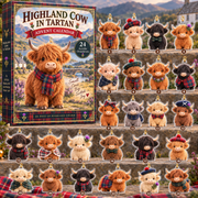 24 Days of  Highland Cow In Tartan - 2026 Advent Calendar Blind Box of 24 Ornaments