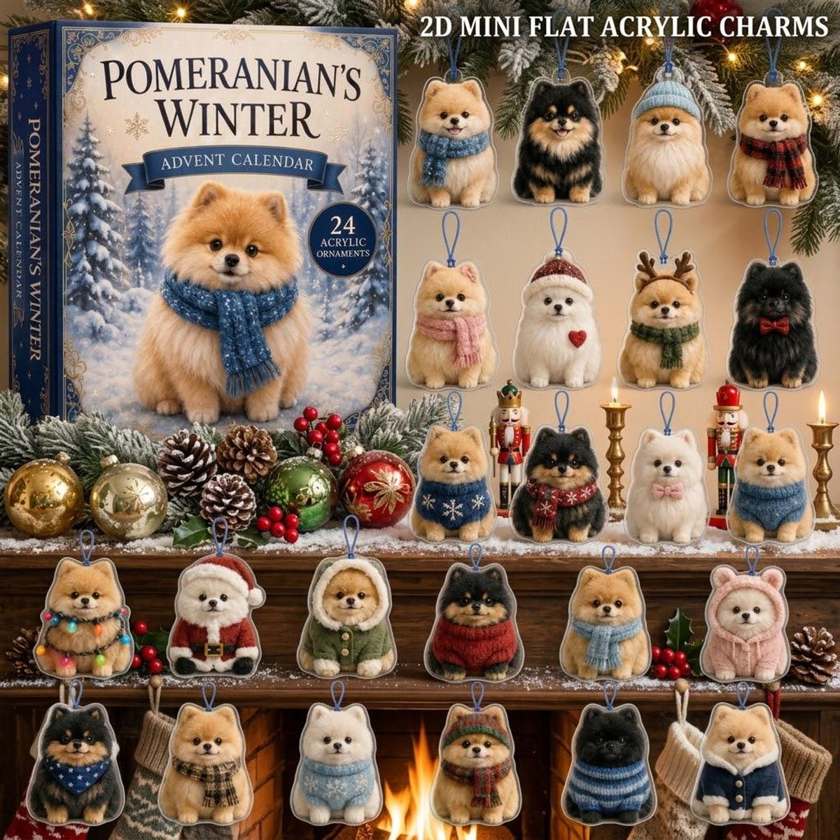 Pomeranian Advent Calendar 2026, 24 Day Holiday Countdown, Christmas Gift For Pomeranian Dog Lovers