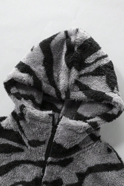 Contrast Panel Zip Hoodie