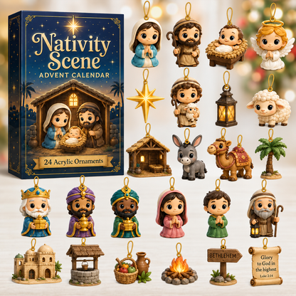 Nativity Scene Advent Calendar 2026 - 24-Day Festive Countdown, Acrylic Charms Blind Box - Gift For Family & Friends