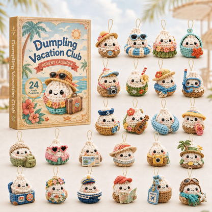 Dumpling Vacation Club Advent Calendar 2026 - 24-Day Festive Countdown, Acrylic Charms Blind Box - Gift For Crochet Lovers