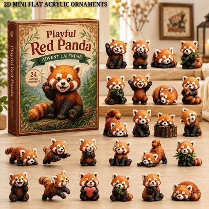 Playful Red Panda Advent Calendar 2026 - 24-Day Festive Countdown, Acrylic Charms Blind Box - Gift For Red Panda Lovers