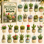 Succulents & Cacti Advent Calendar 2026 - 24-Day Festive Countdown, Acrylic Charms Blind Box - Gift For Nature Lovers