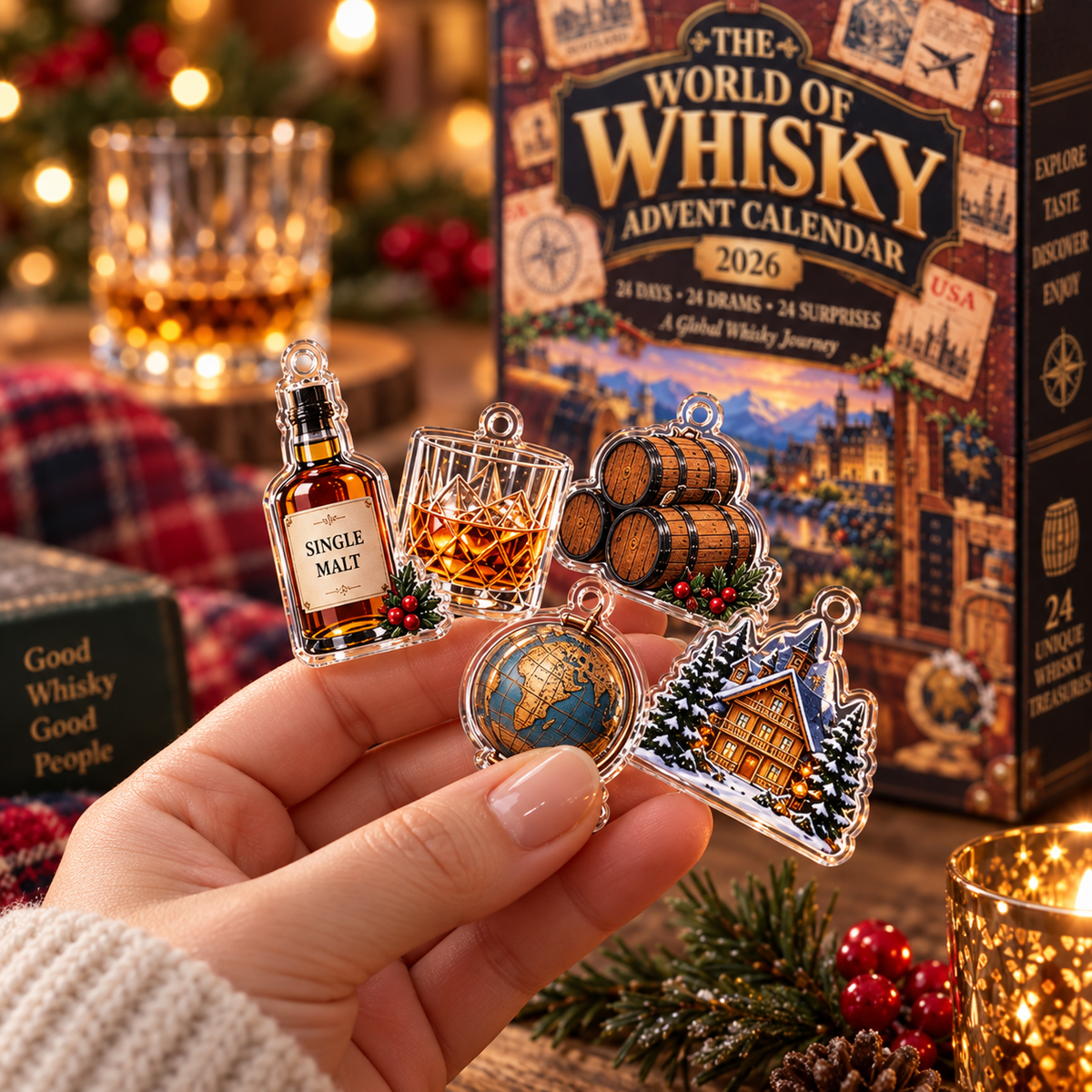 Global Whisky Advent Calendar 2026, 24 Days of International Drams & Treasures, Unique Christmas Countdown Gift, World Spirits Set