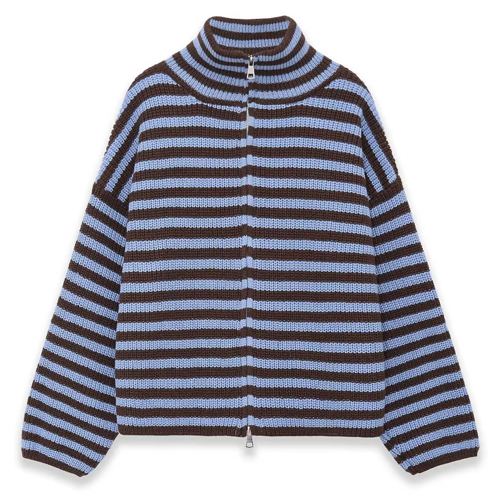 90s Striped Knit Zip-Up Cardigan
