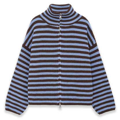 90s Striped Knit Zip-Up Cardigan