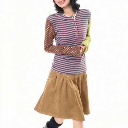 90s Kids Striped Polka Dot Long Sleeve Top