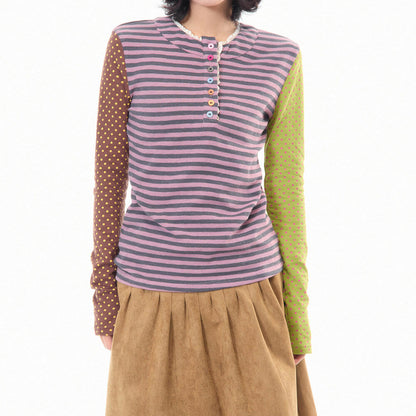 90s Kids Striped Polka Dot Long Sleeve Top