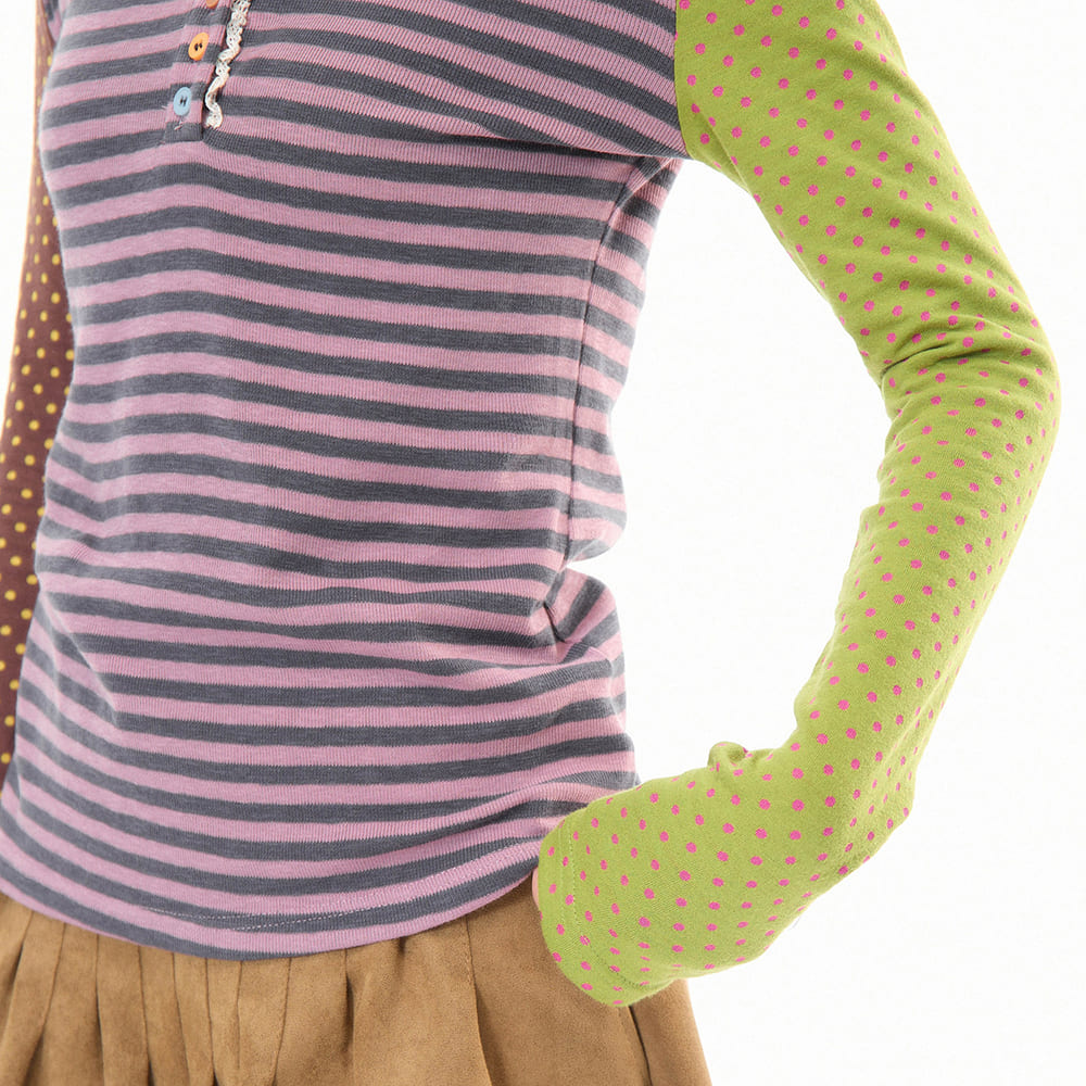 90s Kids Striped Polka Dot Long Sleeve Top
