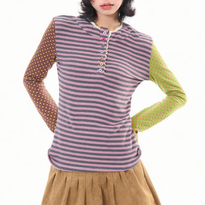 90s Kids Striped Polka Dot Long Sleeve Top