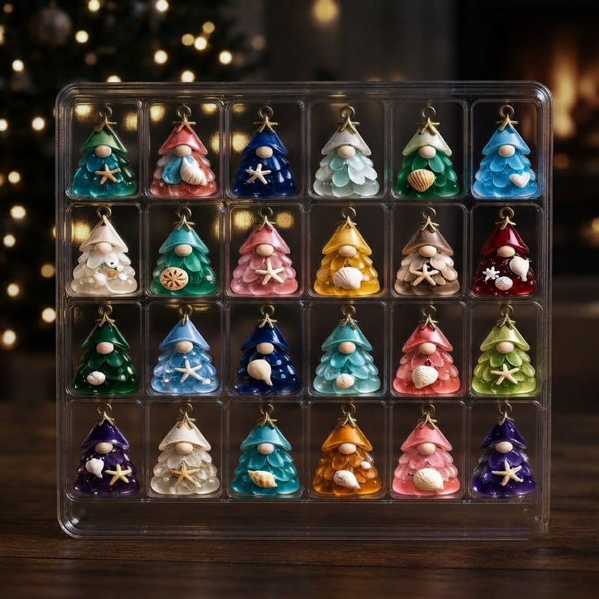 Sea Glass Gnome Christmas Tree Advent Calendar 2026, 24-Day Christmas Countdown