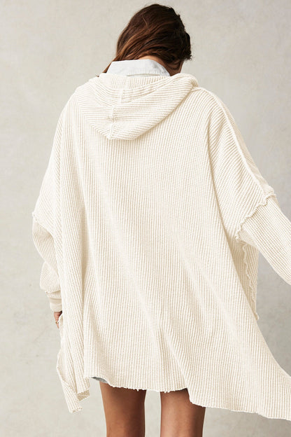 Waffle Knit Oversized Pullover Hoodie