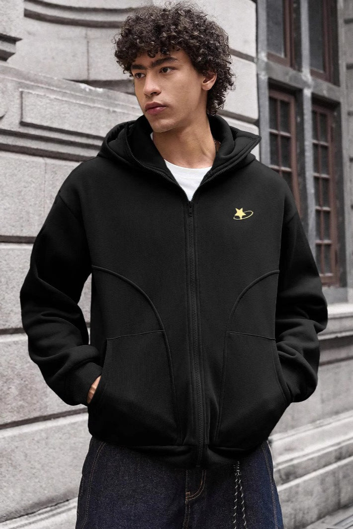 Star Detail Zip Hoodie