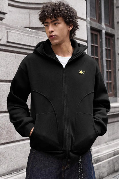 Star Detail Zip Hoodie