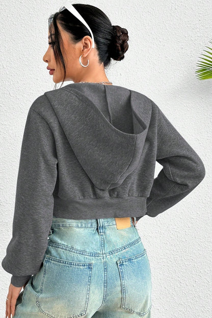 Sexy Cropped Zip Hooded Long Sleeve Hoodie
