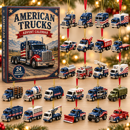 American Trucks Fleet Advent Calendar 2026 - 24-Day Festive Countdown, Acrylic Charms Blind Box - Gift For Vehicle Lovers