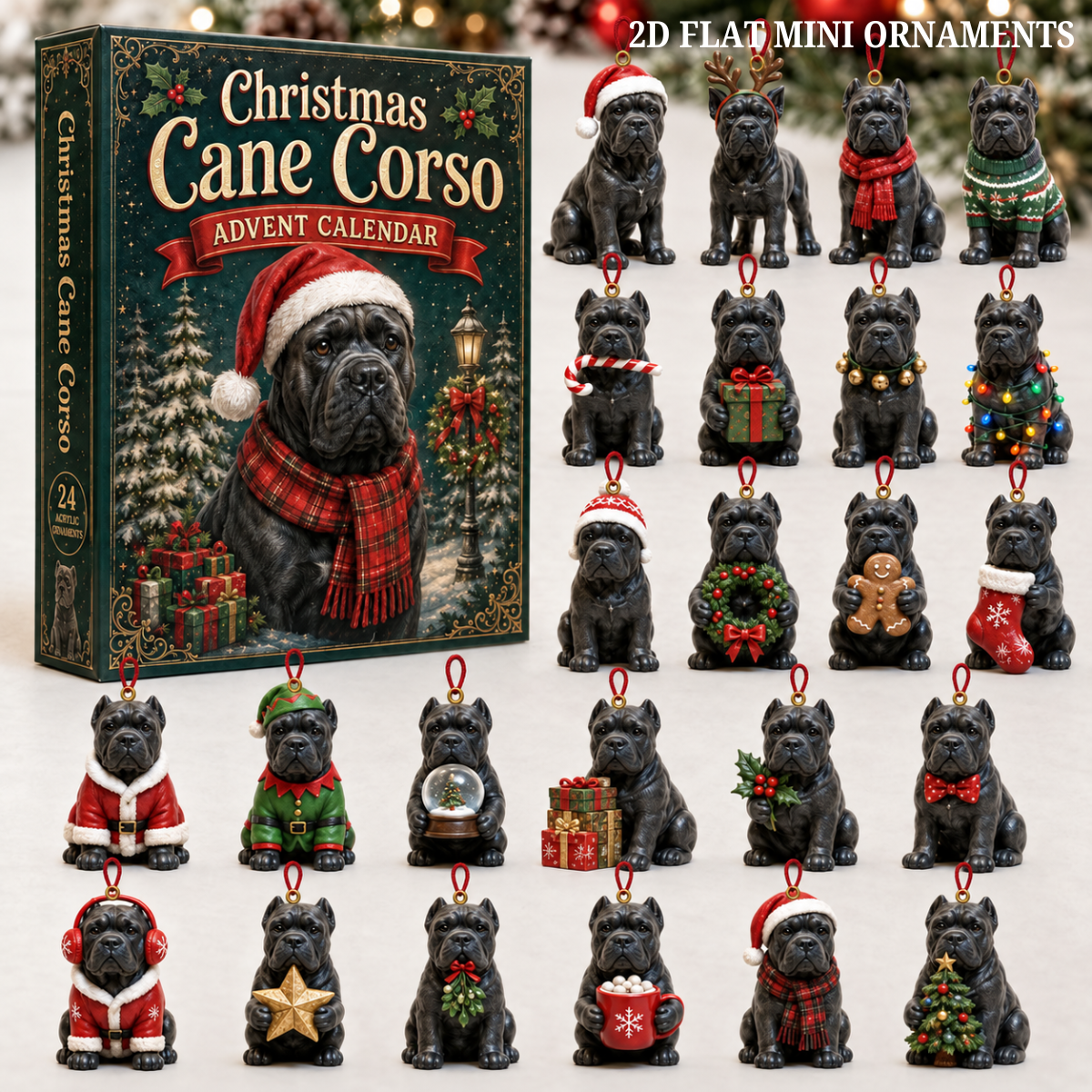 Christmas Cane Corso Advent Calendar 2026 - 24-Day Festive Countdown, Acrylic Charms Blind Box - Gift For Cane Corso Lovers