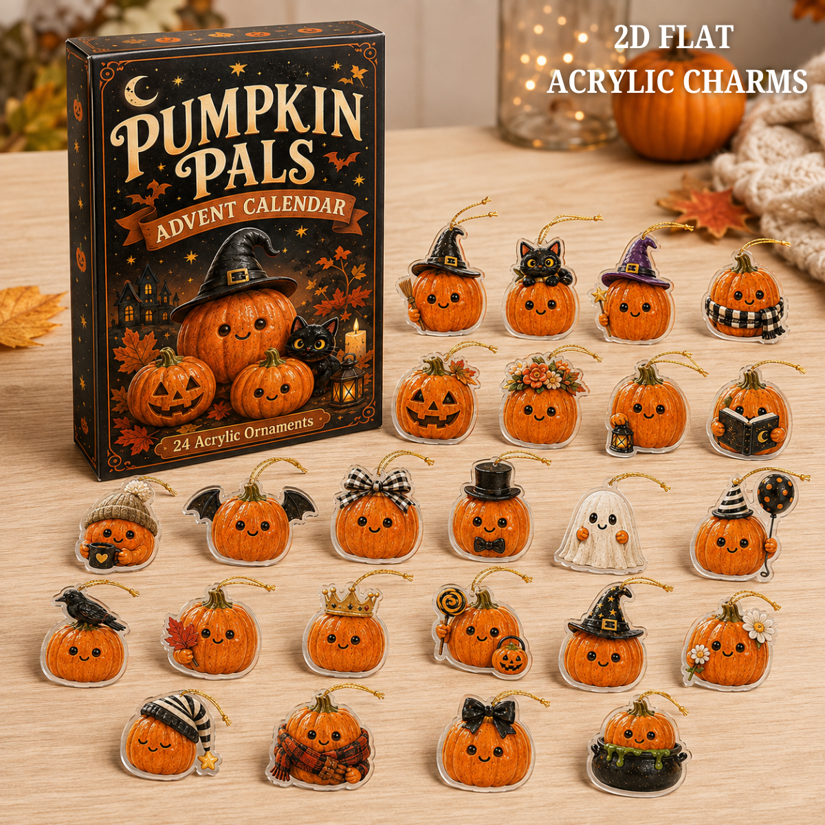Pumpkin Pals Advent Calendar 2026 - 24 Day Spirits Countdown, Acrylic Charms Blind Box - Gift For Pumpkin Lovers
