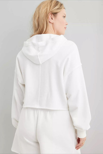 Relaxed V Neck Collared Pullover Sweatshirt