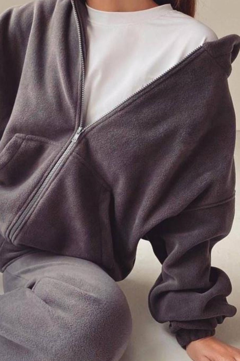 Fleece Full Zip Hoodie Jogger Set
