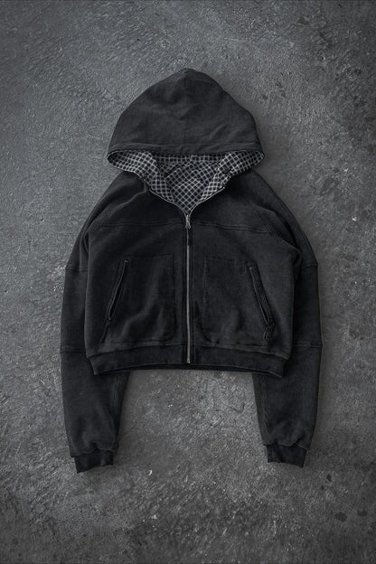Reversible Plaid Zip Hoodie