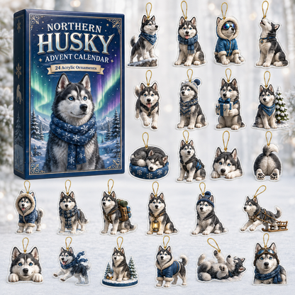 Northern Husky Advent Calendar 2026 - 24-Day Festive Countdown, Acrylic Charms Blind Box - Gift For Husky Lovers