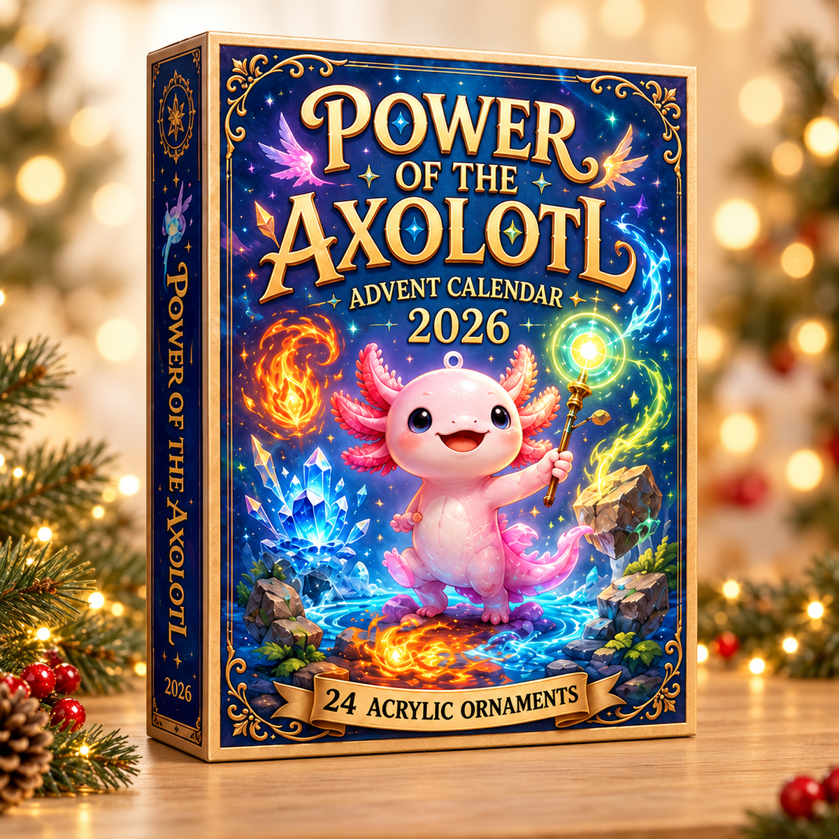 Power Of The Axolotl Advent Calendar 2026 - 24-Day Festive Countdown, Acrylic Charms Blind Box - Gift For Axolotl Lovers