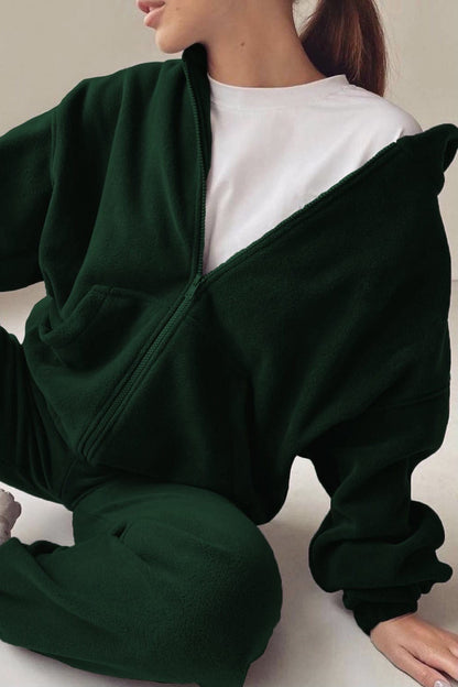 Fleece Full Zip Hoodie Jogger Set