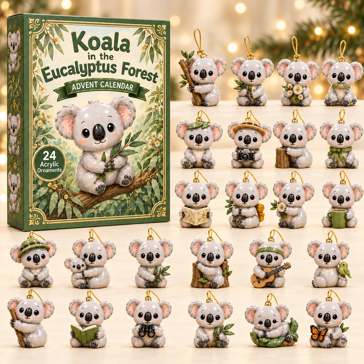 Koala In The Eucalyptus Forest Advent Calendar 2026 - 24-Day Festive Countdown, Acrylic Charms Blind Box - Gift For Koala Lovers