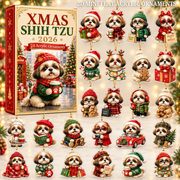 Xmas Shih Tzu Advent Calendar 2026 - 24-Day Festive Countdown, Acrylic Charms Blind Box - Gift For Shih Tzu Lovers
