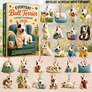 Everyday Bull Terrier Advent Calendar 2026 - 24-Day Festive Countdown, Acrylic Charms Blind Box - Gift For Bull Terrier Lovers