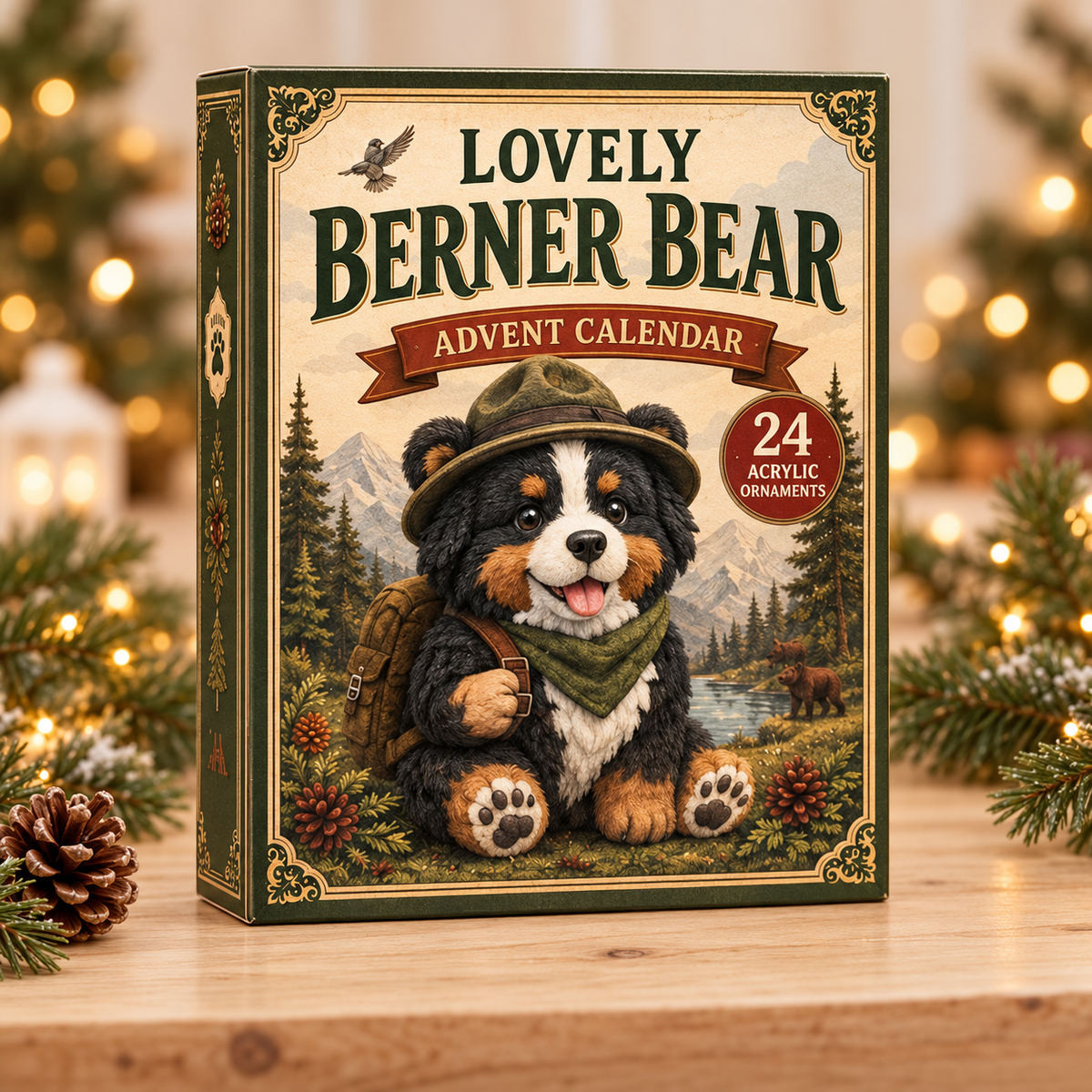 A Lovely Berner Bear Advent Calendar 2026 - 24-Day Festive Countdown, Acrylic Charms Blind Box - Gift For Bernese Lovers