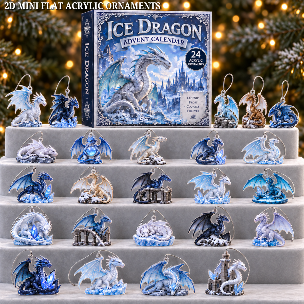 Ice Dragon Advent Calendar 2026 - 24-Day Festive Countdown, Acrylic Charms Blind Box - Gift For Dragon Lovers