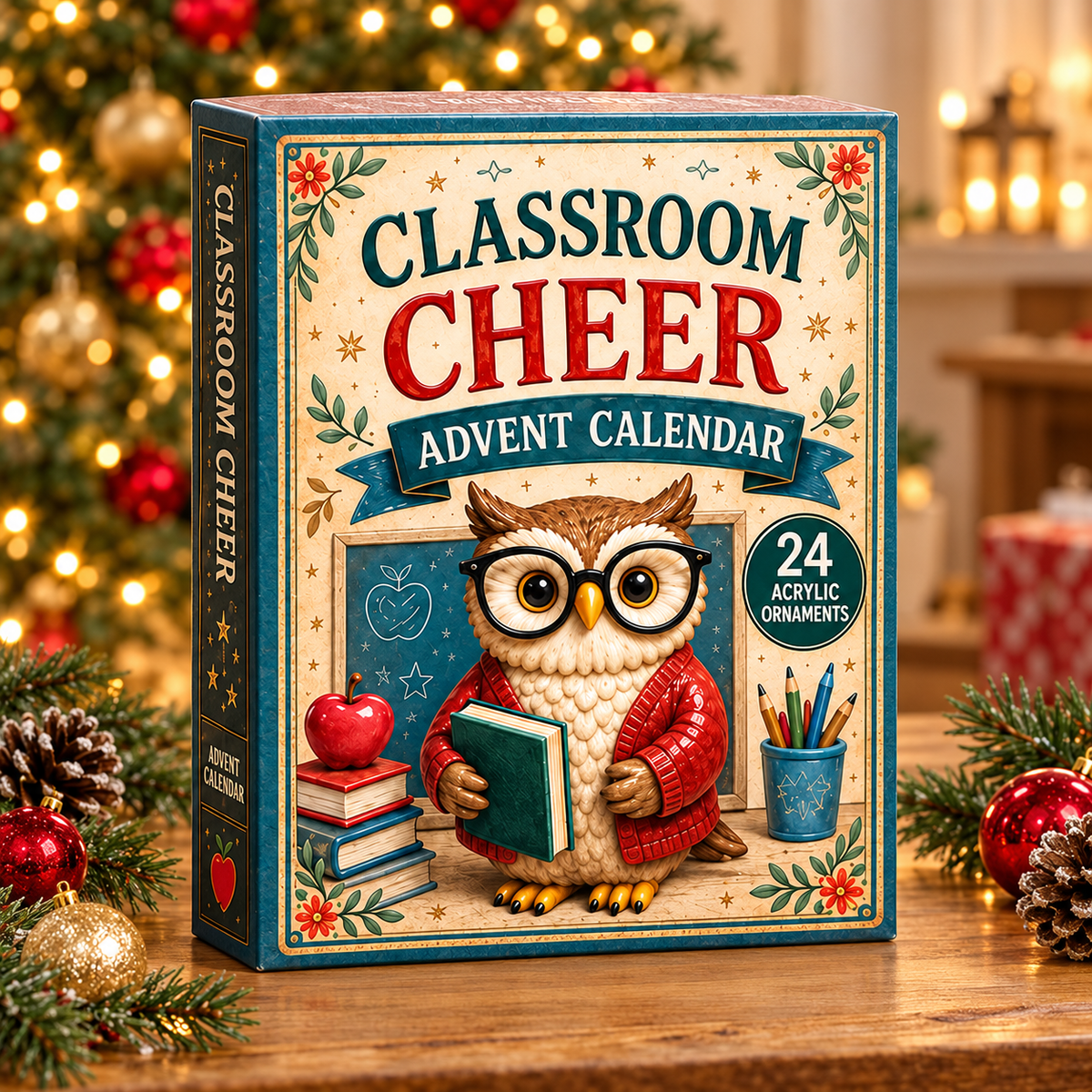 Classroom Cheer Advent Calendar 2026 - 24-Day Festive Countdown, Acrylic Charms Blind Box - Gift For Teacher